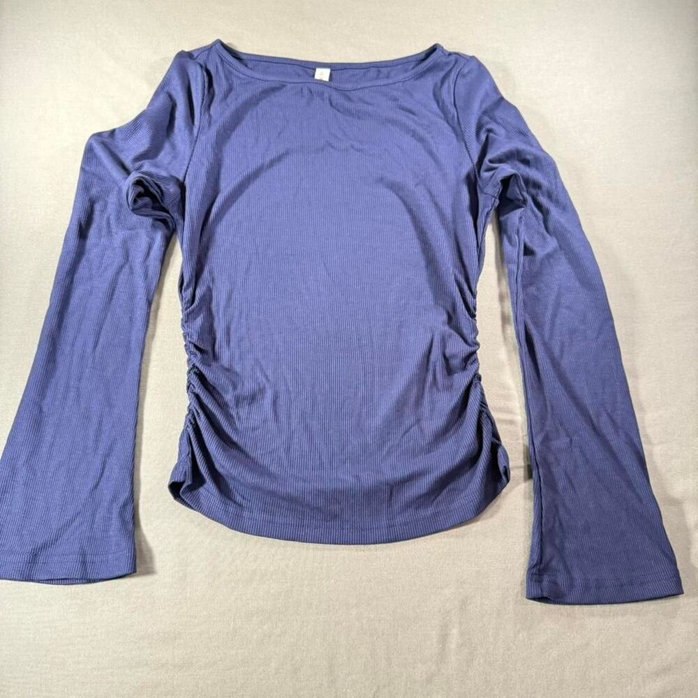PrettyGarden Navy Blue Long Sleeve Boat Neck Bell Sleeve XS